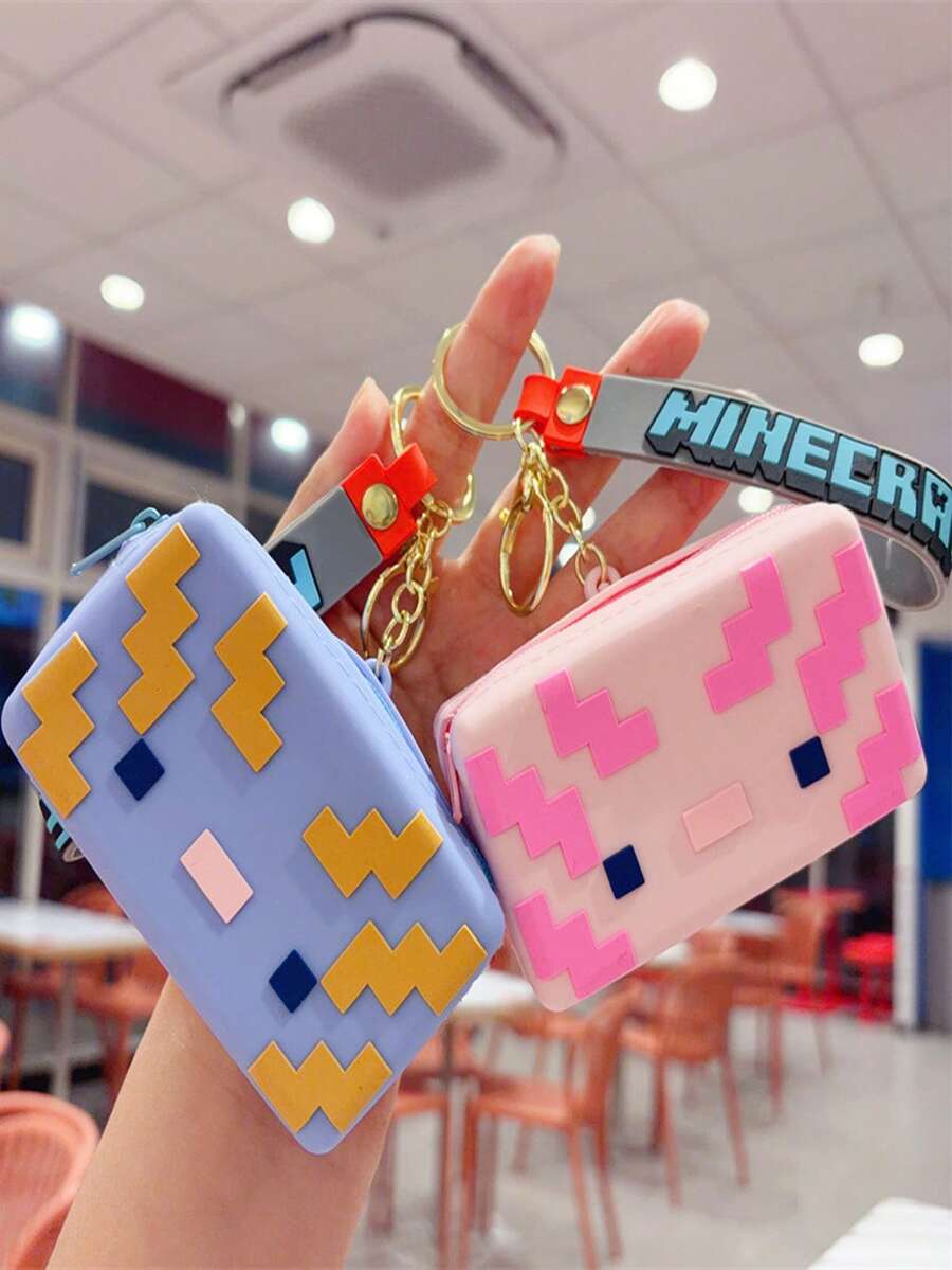 Minecraft 我的世界硅胶包钥匙扣收纳袋小钱包学生礼物 - 彩色 - 查看 1