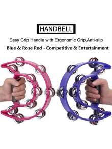 Luxury Double-Layer Bell Handheld Tambourine, Lightweight Percussion Instrument For Singers, Suitable For Stage Performance, Singing, Dance Rhythm Training, Musical Instrument Party Supplies, Father's Gift, Graduation Season, Back To School Season New Semester Gift - Multicolor - View 3