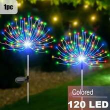 Luces decorativas de fuegos artificiales solares, 8 modos de iluminación, adecuadas para patio/jardín/villa, iluminación exterior, sensor inteligente - sensor de luz y ajuste automático de brillo - Luces de fuegos artificiales montadas en el suelo - Ver 9