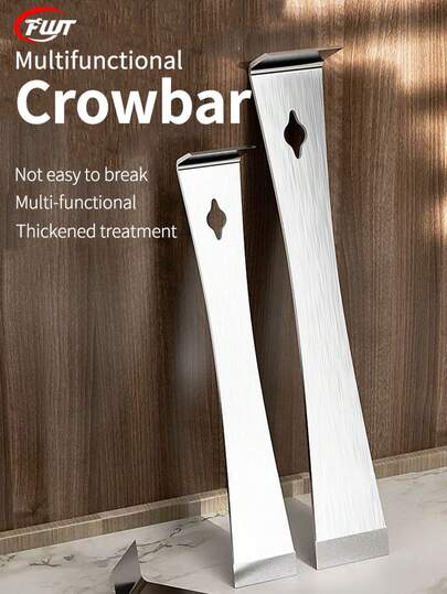 1 pieza Palanca plana, Palanca plana de acero inoxidable, Raspador de madera multifuncional, Herramienta para desmontar tableros de madera, Extractor de clavos, Herramienta de raspado de acero inoxidable, Adecuado para decoración y mantenimiento del hogar
