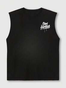 FRACTYR Men's Casual Retro Racing Street Style Vest | Versatile Sleeveless T-Shirt For Daily Fashion - Black - View 4