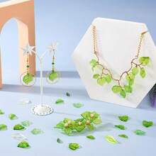 1包绿色亚克力叶子珠子透明枫叶吊坠小绿叶珠帽，用于珠宝制作DIY春季工艺品耳环手链 - 綠色 - 查看 8