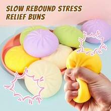 Dumpling Squishy Stress Ball, Handmade Pressure Squishy Dumpling, Cute Anxiety Relief Fidget Toy, With Steamer Box, Soft Squeeze Toys For Adults & Kids Classroom Prizes & Party Favors. - 2 PCS Random Color - 查看 4