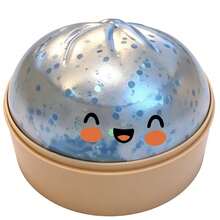 Cute Pink Glitter Steamed Bun Squishy Toy With Beige Steamer Case, Kawaii Slow Rising Soft Squeeze Squishies, Fidget Squishy Toys For Kids Stress Relief & Sensory Play - 藍色閃光 - 查看 1