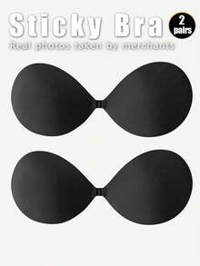 1件/2件装隐形提拉粘性文胸，无肩带隐形文胸，防水可重复使用硅胶乳贴，适用于婚礼、比基尼、沙滩派对礼服 - 彩色 - 查看 29