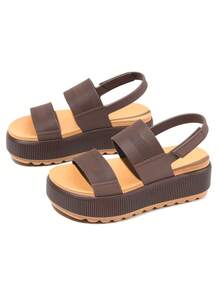 Platform Sandals For Women Round Toe Slingback Wedges Womens Slippers Flip Flops Party Home Casual Vacation Holiday Outdoor Summer Sandals For Ladies - 朱古力 - 查看 4
