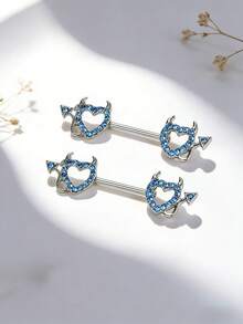 10件套性感奢华圆形心形恶魔造型肚脐环，适合海滩、派对、婚礼、节日主题装扮和个人风格。 - nipple ring - 查看 3