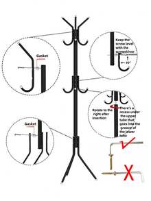 1pc Iron Garment Rack, Approx. 69 Inches Tall, Free-Standing Coat Rack, Sturdy, Fashionable, Movable, Easy To Assemble, Suitable For Living Room, Entryway, Bedroom, Study, Office, Holiday Gift, Christmas Gift - Multicolor - View 3