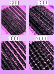 464簇浓密蓬松的长款假睫毛，长度8-161毫米混合，浓密丰盈，可DIY分段式假睫毛，大容量个人假睫毛套装，柔软自然的混合睫毛，触感柔软，适合居家DIY、旅行、日常通勤、晚宴、婚礼、新娘妆等各种场合。睫毛簇、单根假睫毛、假睫毛、假睫毛 - D - 查看 4