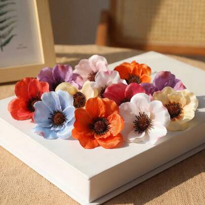 10/30/100pcs Artificial Poppy Flower Without Stem Fake Wildflower Head Suitable For Wedding Home Decoration Bouquets Corsages Party Decoration Supplies