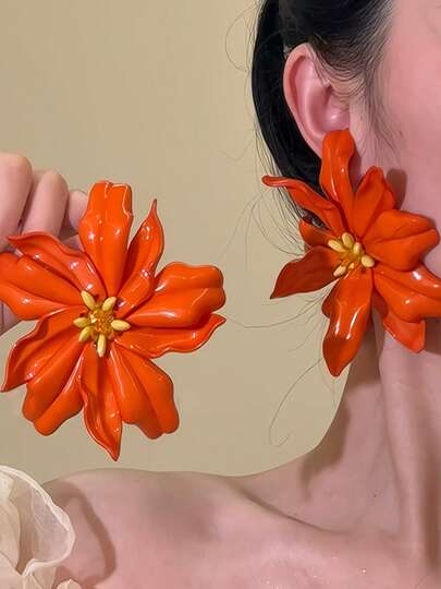 一对亚克力花朵耳环，夸张设计，奢华耳环，女士款，夏季度假风