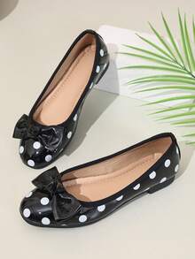 Women's Casual Polka Dot Bow Slip-On Shoes, Comfortable Soft Sole, Suitable For Commuting, Shopping, Leisure, Sports, Versatile, Spring/Autumn - Black - View 6