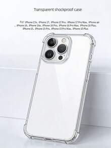 Transparent Anti-Drop Soft TPU Phone Case Compatible With IPhone 17 Series, 17e, 17 Pro, 17 Pro Max, Air, 16 Series, 16e, 16 Pro, 16 Pro Max, 16 Plus, 15 Series, 15 Pro, 15 Pro Max, 15 Plus, 14, 13, 12, 11 Series, Anti-Slip And Scratch-Resistant Full Protection Back Cover - Clear - View 1