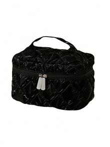 Bolsa de maquilhagem elegante com fecho de correr suave de 2 vias, grande capacidade, bolsa de maquilhagem com fecho de correr para artistas de maquilhagem, mulheres, estudantes universitárias, organizador de viagem acolchoado estético para casa de banho, penteadeira, bolsa de maquilhagem, armazenamento de essenciais de penteadeira, armazenamento de maquilhagem - Multicolorido - Ver 14