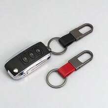 1pc Men's Metal & Leather Key Chain, Minimalist Car Key Holder - Multicolor - View 4