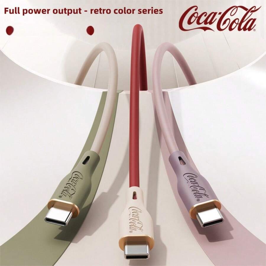 Coca-Cola C-1 USB C To C Fast Charging Cable, 60W High-Speed Charger Cord With Smart Chip, & Leak-Proof Design, Compatible With Laptop, Tablet, Phone, Switch - Olive Green - View 1