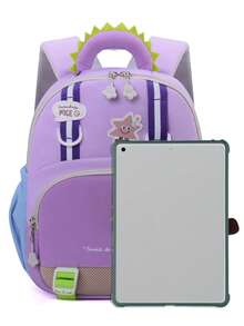 Mochila escolar refrescante, nueva y ligera y cómoda, con diseño de dibujos animados lindos, bolsa de hombro para estudiantes, mochila minimalista y multifuncional para el campus - Morado - Ver 3