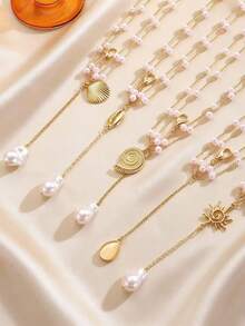 Mặt dây chuyền hình sao biển và vỏ sò gợi cảm, dây chuyền nhiều lớp bằng kim loại tối giản, thích hợp cho kỳ nghỉ biển, quà tặng bạn gái. - Vàng - Xem 9