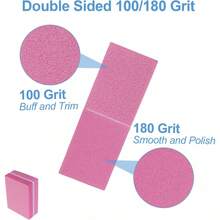 50片装指甲抛光块，迷你抛光块指甲锉，适用于亚克力指甲和天然指甲，100/180目指甲抛光块，专业美甲打磨块套装，粉色 - 灰色 - 查看 6