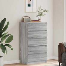 vidaXL Cassettiera, mobile con ampio spazio contenitivo, cassettiera per camera da letto o soggiorno, credenza, mobile laterale, grigio, 60x36x103 cm, legno composito - Grigio - Visualizzare 2