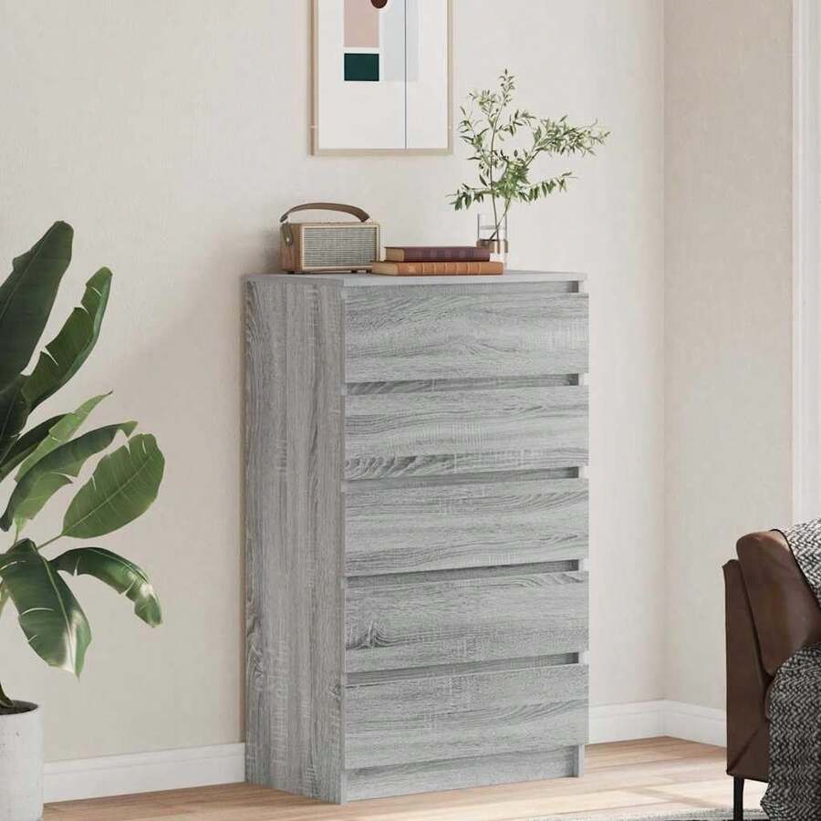 vidaXL Cassettiera, mobile con ampio spazio contenitivo, cassettiera per camera da letto o soggiorno, credenza, mobile laterale, grigio, 60x36x103 cm, legno composito