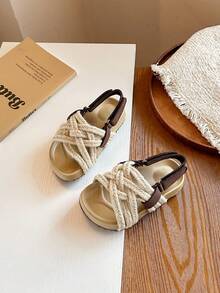 2026 Summer New Girls Slippers, Fashionable Children Bohemian Platform Beach Sandals - Black - View 6