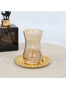 1 Set Gold-Tone Turkish Style Round Plates, Dessert Plates, Snack Plates, Storage Dishes, Coffee/Tea Cups - Gold - View 8