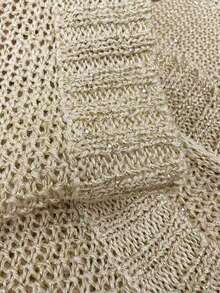 女士法式休闲可爱闪亮透视不对称下摆圆领无袖针织吊带背心，金色，夏季度假装 - 金色 - 查看 8