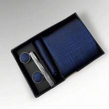 DOZE GOLDEN Premium Quality Traditional Tie Set For Events And Weddings. - 21 Azul - Ver 2