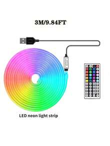 1-5m LED Neon Light Strip, Flexible LED Tape Light, Remote Control, Multiple Modes, Outdoor RGB Neon Lights Waterproof, Music Sync Gaming LED Neon Light Bar, Suitable For Bedroom And Indoor Use - Colored Light - View 11