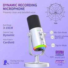 Easypie Selection Mikrofon USB/XLR untuk Gaming, Cocok untuk Podcast, Mikrofon Dinamis, Pencahayaan RGB yang Dapat Dikontrol, Tombol Mute Sentuh, Jack Headphone, Dudukan Meja, Cocok untuk Bernyanyi, Bermain Game, Live Streaming, dan Podcast - View 4