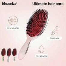 MASTERLEE 1 chiếc lược đệm khí mạ vàng, lược massage tóc, lược hình bầu dục lớn bằng lông heo rừng và nylon, răng lược giúp massage tóc mượt mà. - Nhiều màu - Xem 4