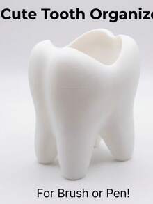 1 PC 3D-Printed Tooth-Shaped Toothbrush Holder, Bathroom Accessory, Toothpaste Holder, And Also A Tooth-Shaped Storage Rack For Desktop Use. A Pen Holder In The Shape Of Teeth, Suitable For Dental-Related Small Gifts, Home And Office Desk Storage - Multicolor - View 5