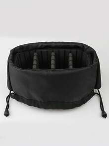 Acrylic Partition Travel Makeup Case With Brush Holder, Freestanding Cosmetic Bag, Artist Travel Makeup Pouch - Black - View 8