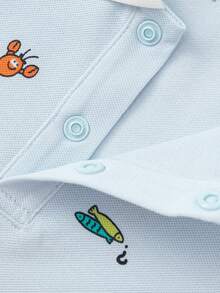 Balabala Cute & Fashionable Baby Infant Short Sleeve Polo Shirt, New Stylish Series For Summer - Blue Tint - View 4