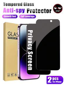 MIGAE 2pcs Privacy Screen Protector, Compatible With IPhone 17/16/16e/15/14/13/13 Pro/12/11/17 Pro Max/17 Air/16 Pro Max/15 Pro Max/14 Pro/Plus/Mini/X/XR/XS Max/7/8/SE2/SE3, 9H+ Tempered Glass, Compatible With Dynamic Island, Anti-Scratch, Full Coverage, Privacy Anti-Peeping - Black - View 26