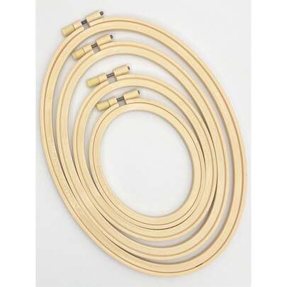 Vòng trang trí hình bầu dục đôi, khung thêu nhựa giả tre, khung thêu chữ thập hình bầu dục, dụng cụ đục lỗ thêu trên vải, khung thêu tự làm.