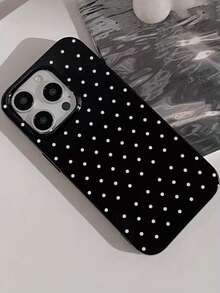 1pc Fashionable Minimalist White Polka Dot Painted Pattern Phone Case, Jelly TPU Shockproof Soft Cover Compatible With Apple 11/12/13/14/14Plus/15/15Plus/16/16Plus/17 And Other Models - Multicolor - View 2