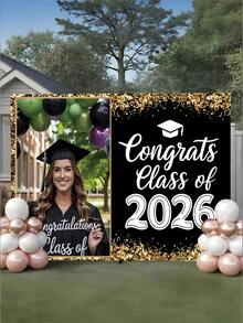 Pósteres de graduación personalizados, pancartas de graduación personalizadas, banderas de graduación 2026, pancartas de celebración de graduación, pósteres de graduación personalizados con imagen y texto adecuados para decoración de habitación, decoración del hogar, artículos de graduación, suministros para fiestas, siéntete orgulloso de tu juventud - Multicolor - Ver 3