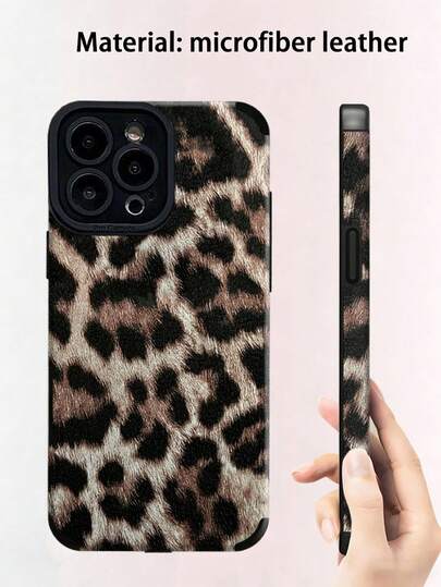 1pc Leopard Print PU Soft Leather Anti-Fall Shock-Absorbing Phone Case With Sound Enhancing Design, Suitable For 17 Pro Max/16 Pro Max/16/13 ProMax/14 ProMax 13 14 11 12pro 11/15pro, Phone Speaker Hole Sound Design, Holiday Gift