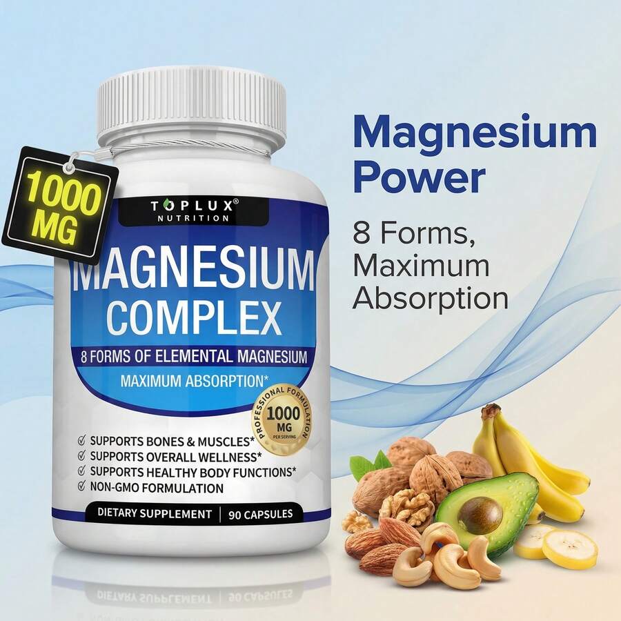 TOP RATED  Magnesium Complex For Women & Men | Promotes Deep Sleep, Bone Health & Heart Function | One Bottle – Super Value, Buy Now! - Magnesium Complex Capsules - View 1