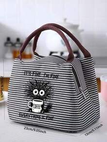 印有“一切都好”咖啡杯图案的保温午餐包，趣味咖啡爱好者礼物，含黑色餐具袋，大容量，学生保温午餐盒，便携式旅行野餐包，办公学校午餐包，男女通用多功能露营学校午餐盒，野餐包，保冷袋，学校假期必备夏季用品 - 彩色 - 查看 12