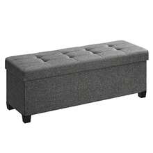 SONGMICS Puff Almancenaje Banco Almacenaje 38 x 110 x 40 cm Taburete con Reposapiés para Salón Dormitorio Gris Oscuro MLSF018G01 1565685 - Gris Pizarra - Ver 1