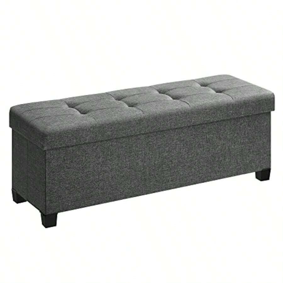 SONGMICS Puff Almancenaje Banco Almacenaje 38 x 110 x 40 cm Taburete con Reposapiés para Salón Dormitorio Gris Oscuro MLSF018G01 1565685 - Gris Pizarra - Ver 1