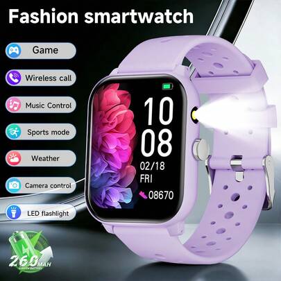 2026款男女通用高级智能手表，1.83英寸高清大屏，260mAh大容量电池，续航持久，配备LED手电筒、无线通话、拍照、多种运动模式，必备单品