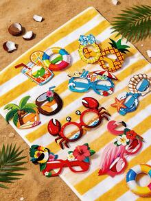 8/16 Pairs Hawaiian Tropical Party - Beach Themed Photo Booth Props, Summer Element Design, Feather-Free, Universal Size, Wholesale Hawaiian Party Glasses, Beach Party Paper Gifts, Hawaiian Party Glasses, Tropical Party Photo Props, Party Costume Accessories, Summer Beach Party Supplies - A - View 3