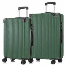 YONSLY 2‑Piece Suitcase Set 24/28 Inches With 4 Wheels 360° Mesh Pocket Combination Lock Soft Rubber Handle Lightweight Travel Suitcase For Vacation - 深綠 - 查看 9