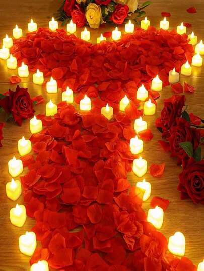 500/1000 片人造玫瑰花瓣，用于婚礼告白装饰、情人节求婚、浪漫房间装饰、生日派对 1500/2000/3000/4000/10000 片