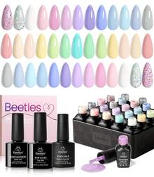 Beetles Spring Gel Polish Set - Fingertip Palette, 32 Colors Valentines Polish Set With Base Top Coat - 23Pcs 20 Color Pastel Paradise - View 7