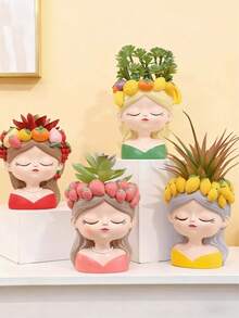 1pc Resin Succulent Plant Pot Mold, DIY Desktop Decor Planter, Small Home Decor Vase, Handmade Gift Pot, Suitable For Home, Bedroom, Office, Dorm, Storage, Wedding, Party Decoration, Best Gift For Friends - Multicolor - View 8